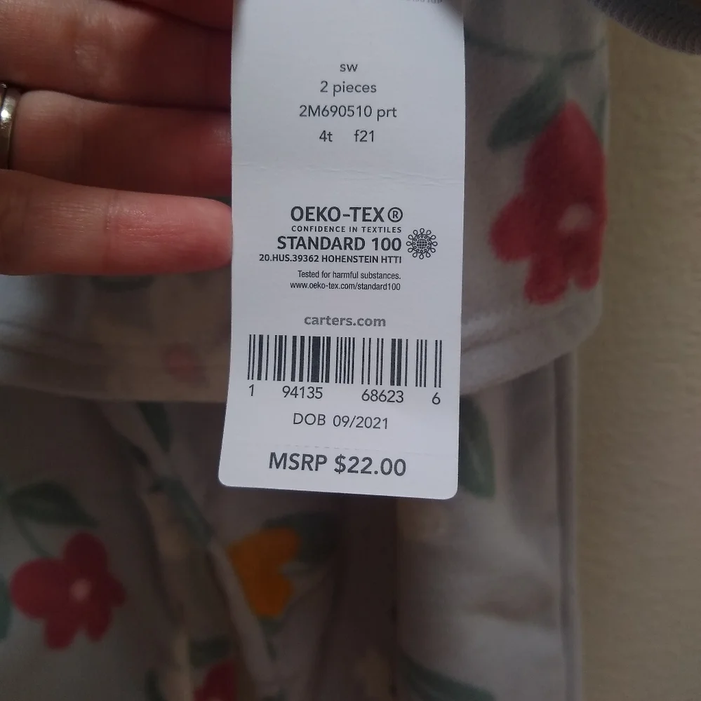 Carter's 2 Piece Fleece Floral PJs Set 4t
